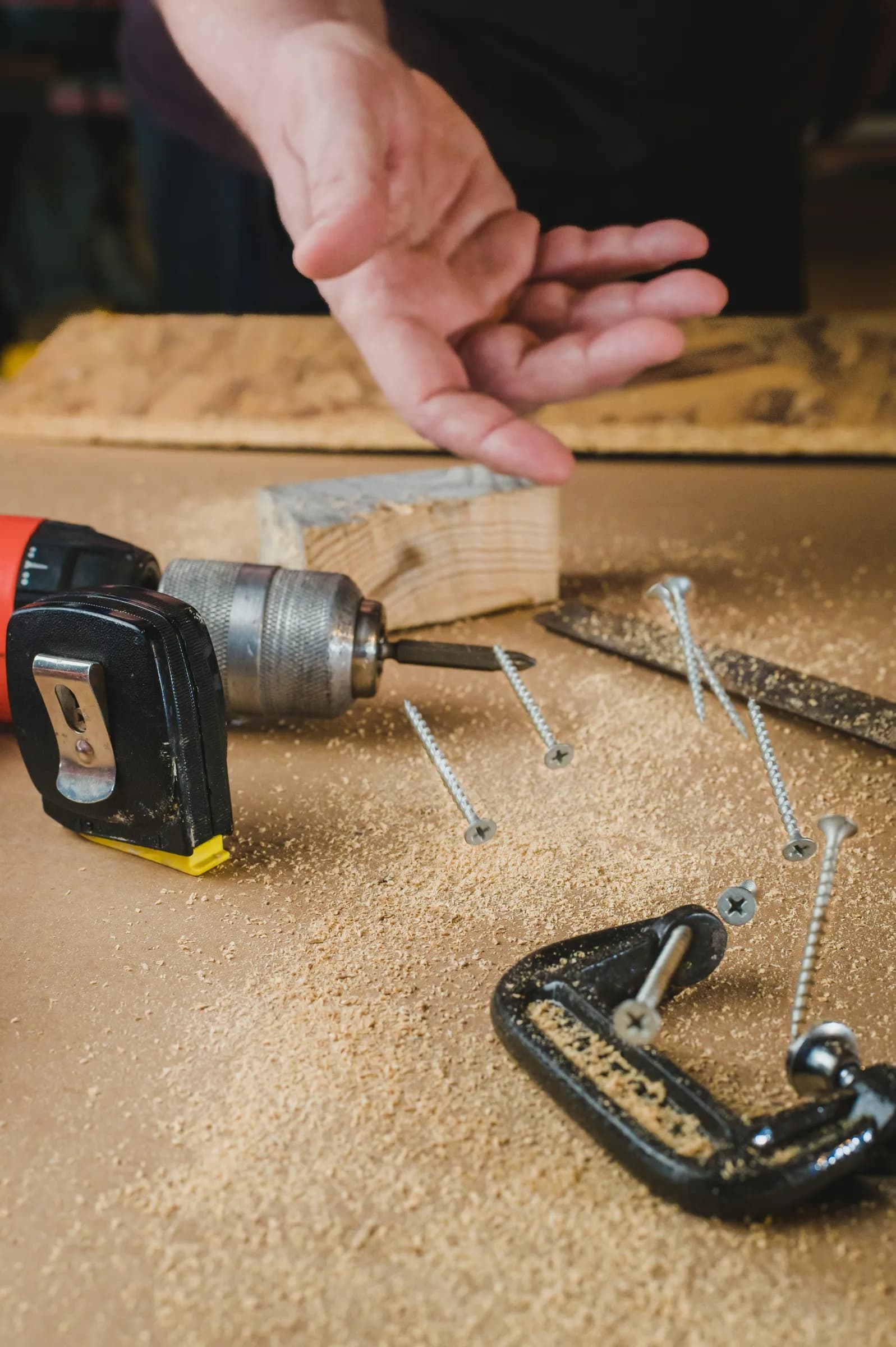 Hand tools laid out for a repair